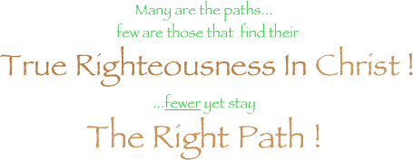Many are the paths...   few are those that  find their True Righteousness In Christ !...fewer yet stay  The Right Path !